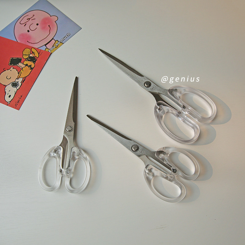 ins wind transparent handle stainless steel small scissors handmade hand account Home office daily stationery scissors student