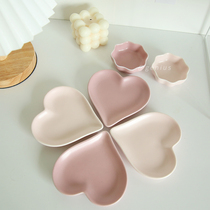 ins plum blossom love styling home cute pink mini dip plate seasoning dish ceramic pre-dinner dish