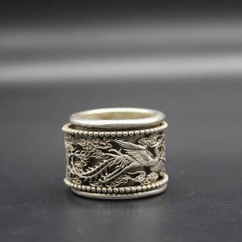 Antique miscellaneous collection antique dragon and phoenix ring ring can rotate the ring special price