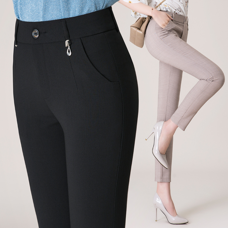 Summer cotton linen woman pants thin style Mama pants High waist casual pants 90% middle-aged women pants linen straight drum pants big code-Taobao