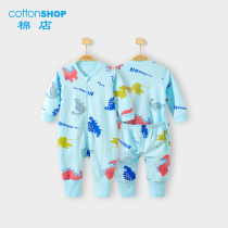 Cotton Shop Children Conjoined Sleeping Clothes Spring Autumn Pure Cotton Baby Home Clothes Slim Fit Zipped Dinosaur Male And Female Children Sleeping Clothes Spring Clothing