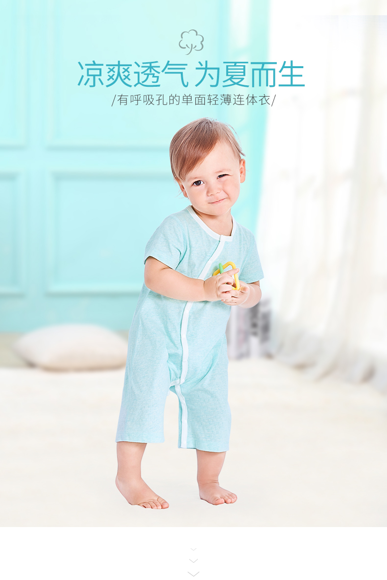 Bông cửa hàng bé onesies mùa hè mỏng ngắn tay quần short cotton bé quần áo slung nửa tay áo bé mùa hè ăn mặc