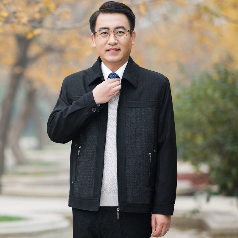 Autumn and winter middle-aged and elderly men's cotton-padded coat dad winter coat 2019 new plush and thickened grandfather outfit