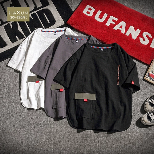 Tide, летняя трендовая японская футболка с коротким рукавом, большой размер, свободный крой