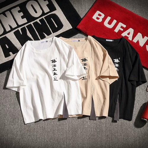 Tide, летняя трендовая японская футболка с коротким рукавом, большой размер, свободный крой