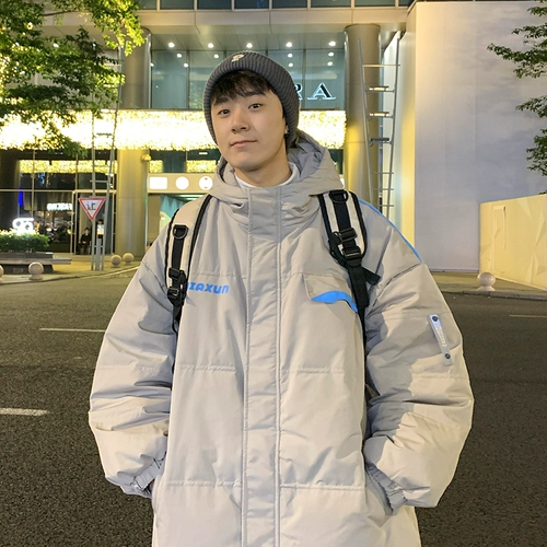 Черный зимний удерживающий тепло пуховик с капюшоном для влюбленных, в американском стиле, увеличенная толщина