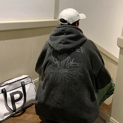 Кофейная спортивная летняя куртка с капюшоном, оверсайз, размер