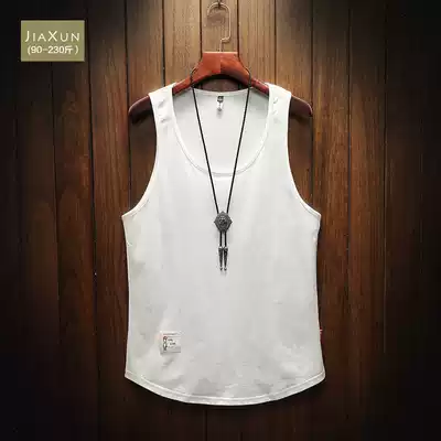 Sports sleeveless T-shirt vest men's Tide brand sports summer fitness waistcoat shoulder plus fat big size wear loose trend