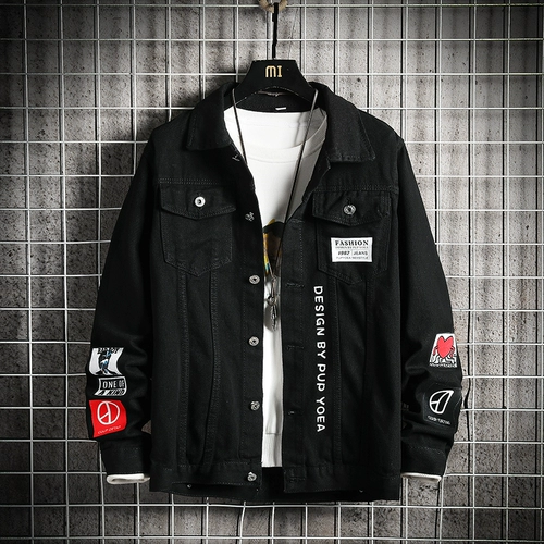 Черная униформа медсестры, джинсовая мужская летняя куртка, изысканный стиль, в американском стиле