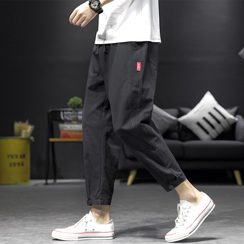 Black Work Pants for Men, Spring and Autumn, Versatile Slim-Fit Pants, Biker Style, Loose Casual Cropped Pants, 2026 New Model Black Work Pants for Men, Spring and Autumn, Versatile Slim-Fit Pants, Biker Style, Loose Casual Cropped Pants, 2026 New Model