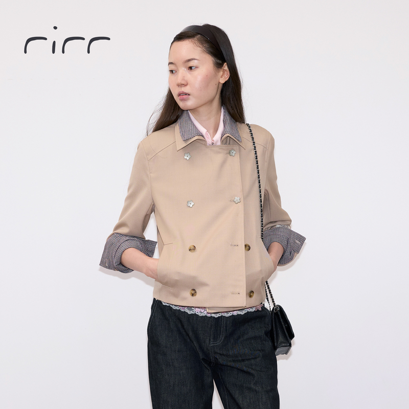 Rirri 25 Autumn and Winter New Product Tencel Twill Cotton Wool Plaid Fake Two-Piece Windbreaker Jacket Rirri 25 Autumn and Winter New Product Tencel Twill Cotton Wool Plaid Fake Two-Piece Windbreaker Jacket