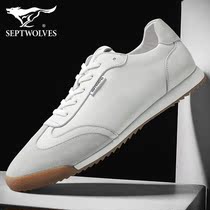 Seven Wolves Mens Shoes 2021 Summer Tide Board Shoes 100 Hitch Small White Shoes Flat Bottom Guys Casual Shoes Breathable Aganshoe Men