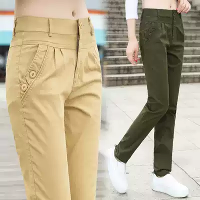 Pants women autumn 2021 spring and summer new ladies loose casual pants Harlem pants cotton casual straight overalls