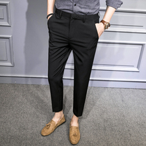 Black nine-point casual pants mens small trousers slim and thin Korean version of the trend of small feet all 9 points business dress