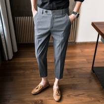 Slim pants mens ankle-length pants Korean fashion casual suit pants 9 points slim feet feet pant suit pants