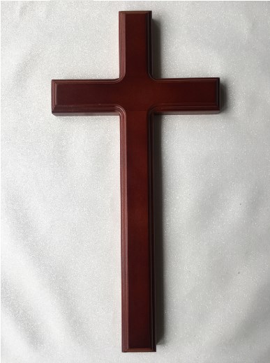 Boutique mahogany color 40 cm cross solid wood cross wall pendant red cross performance props