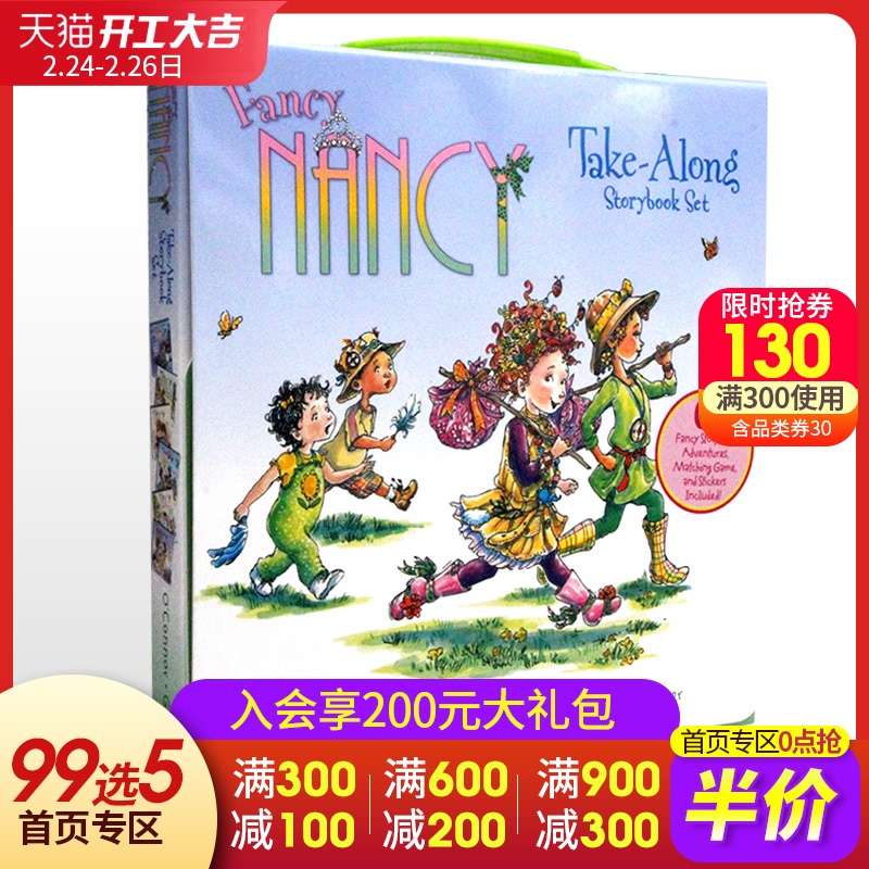 Nancy cuốn truyện tranh tuyên bố thời trang đẹp Sáu nguyên bản tiếng Anh Fancy Nancy Take-Cùng Storybook Set hình ảnh câu chuyện hộp quà tặng cuốn sách chứa một nhãn dán nhỏ babes Chihi cô gái nhỏ dễ thương