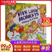 Nguyên bản tiếng Anh cuốn truyện tranh Năm Ít Monkeys ngồi trong một Tree lăm Liaocai Xing cuốn sách bìa mềm ngồi trên một con khỉ cây Tuần 13 fivelittle khỉ đơn