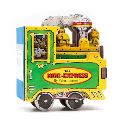 英文原版迷你玩具车the Mini Express 迷你玩具书系列蒸汽火车小车子造型书车轮滚动卡板书纸板玩具书mini Wheels