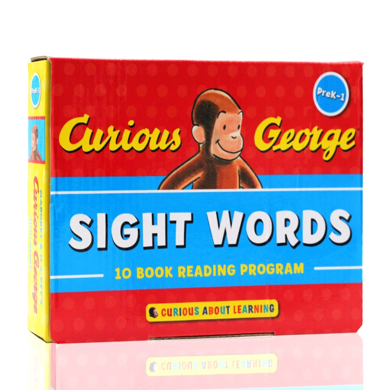 Curious George khỉ loạt tò mò từ George Sight Tiếng Anh hình ảnh gốc sách để học cuốn sách 10 Packed từ chung dán thẻ viết tay áp phích từ vựng cơ bản tập Curious George