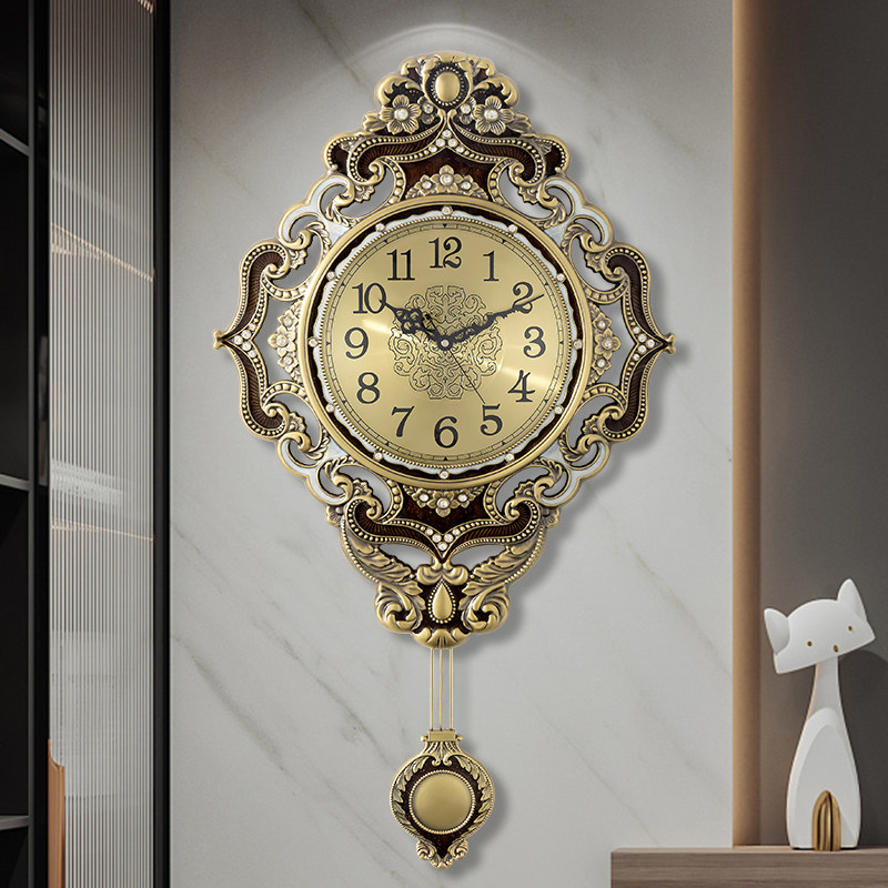 American clock mute wall clock living room European Fashion Home creative light luxury clock large decorative wall hanging watch