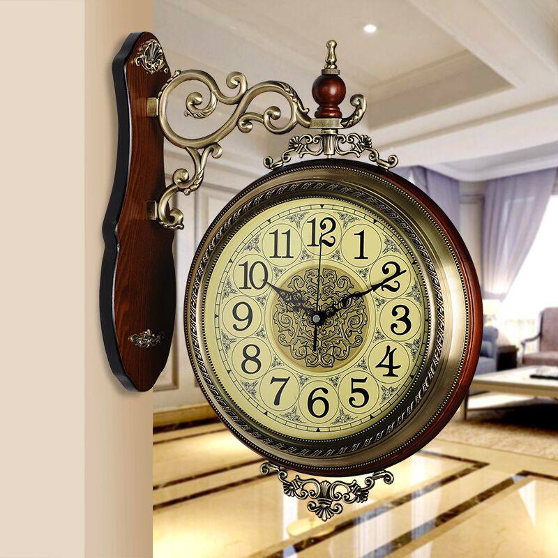 European double-sided wall clock alarm wall clock silence simple modern clock creative clock luxury