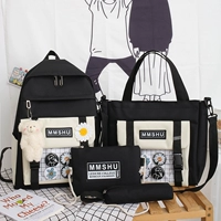 Черный комплект, значок в форме цветка, 4 предмета, с медвежатами