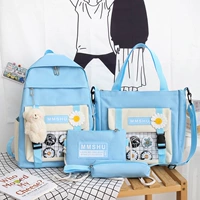 Синий комплект, значок в форме цветка, 4 предмета, с медвежатами