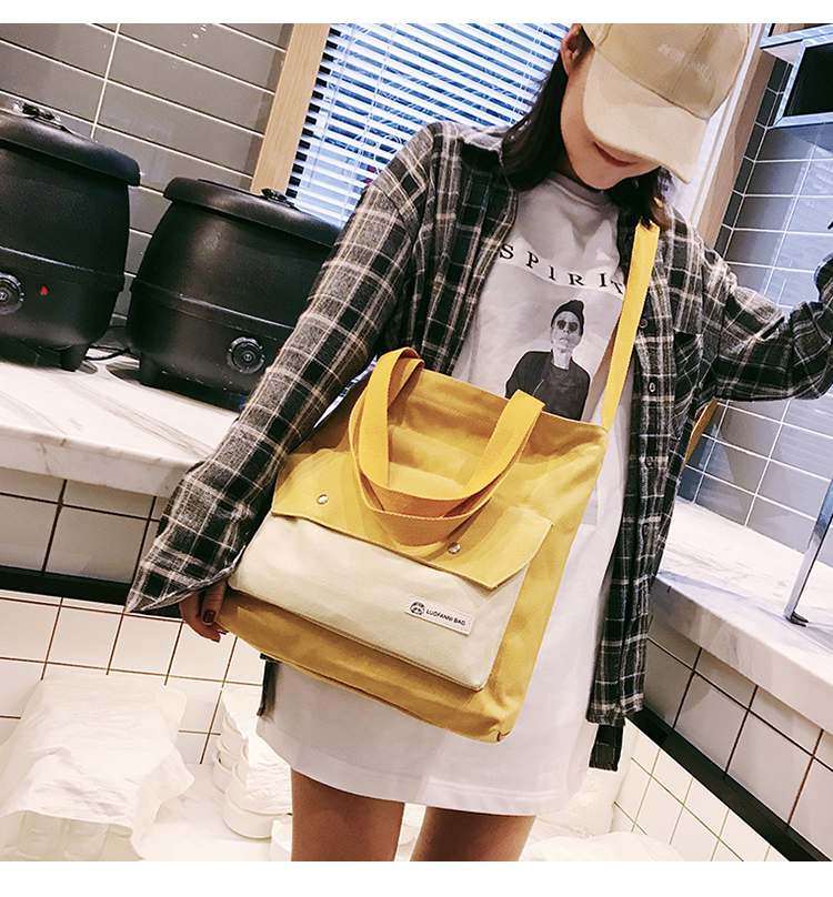 Túi vải nữ phiên bản tiếng Hàn của túi đeo vai ulzzang của nữ sinh viên nữ túi mua sắm dung lượng lớn Túi Sen Messenger - Túi xách nữ tui xach nu