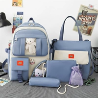 Синий комплект, значок, 4 предмета, с медвежатами