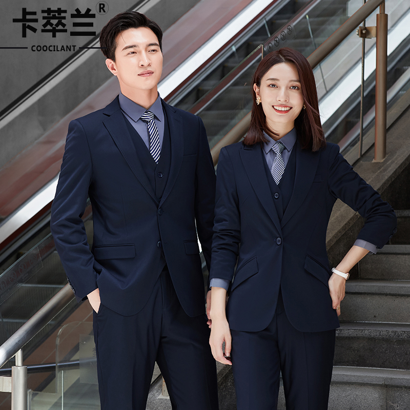 High-grade business suit Professional suit Men and women with the same corporate unit white-collar work clothes thin work clothes suit