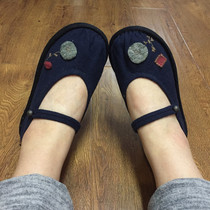 Spring and summer cotton linen buckle Zen Buddha health health literature retro hand patch Chinese style thousand layer bottom cloth shoes women