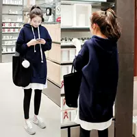 Платье, утепленная длинная толстовка с капюшоном, комплект, средней длины, оверсайз
