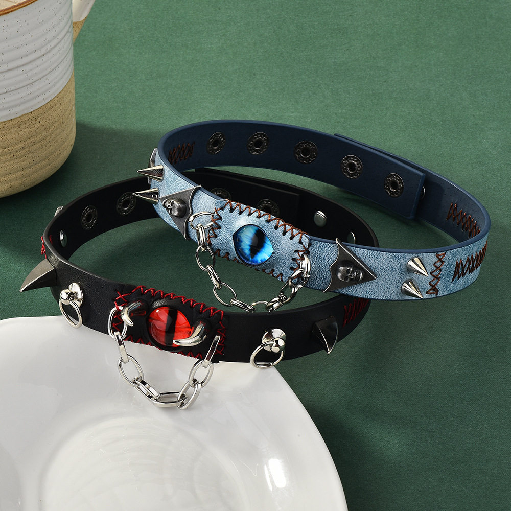 Dark-style demon eye choker for women, Halloween necklace, accessories, subculture, high-end, niche.