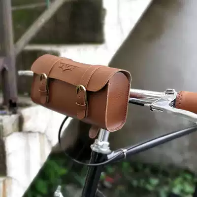 Bicycle retro tail bag cushion saddle hanging bag leather brown riding bag British retro