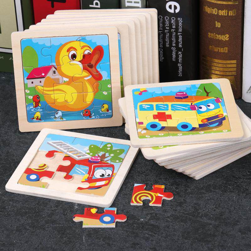 9 pieces of wooden childrens jigsaw puzzle toy baby early