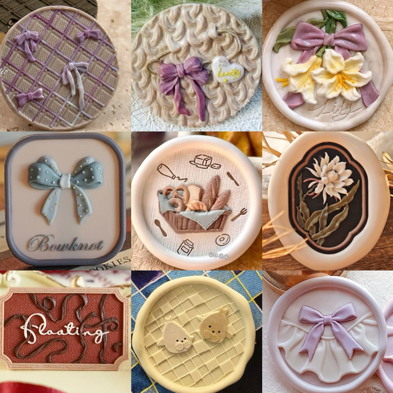 Brass Stamp Head with Bow, Embossed Rose Flower, Cute Brass DIY Stamp, Photo Frame Stamp, Finely Carved Brass