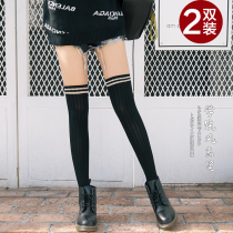 2 pairs of high tube socks womens knee stockings Autumn and winter base socks cotton calf socks Japanese womens socks South Korea