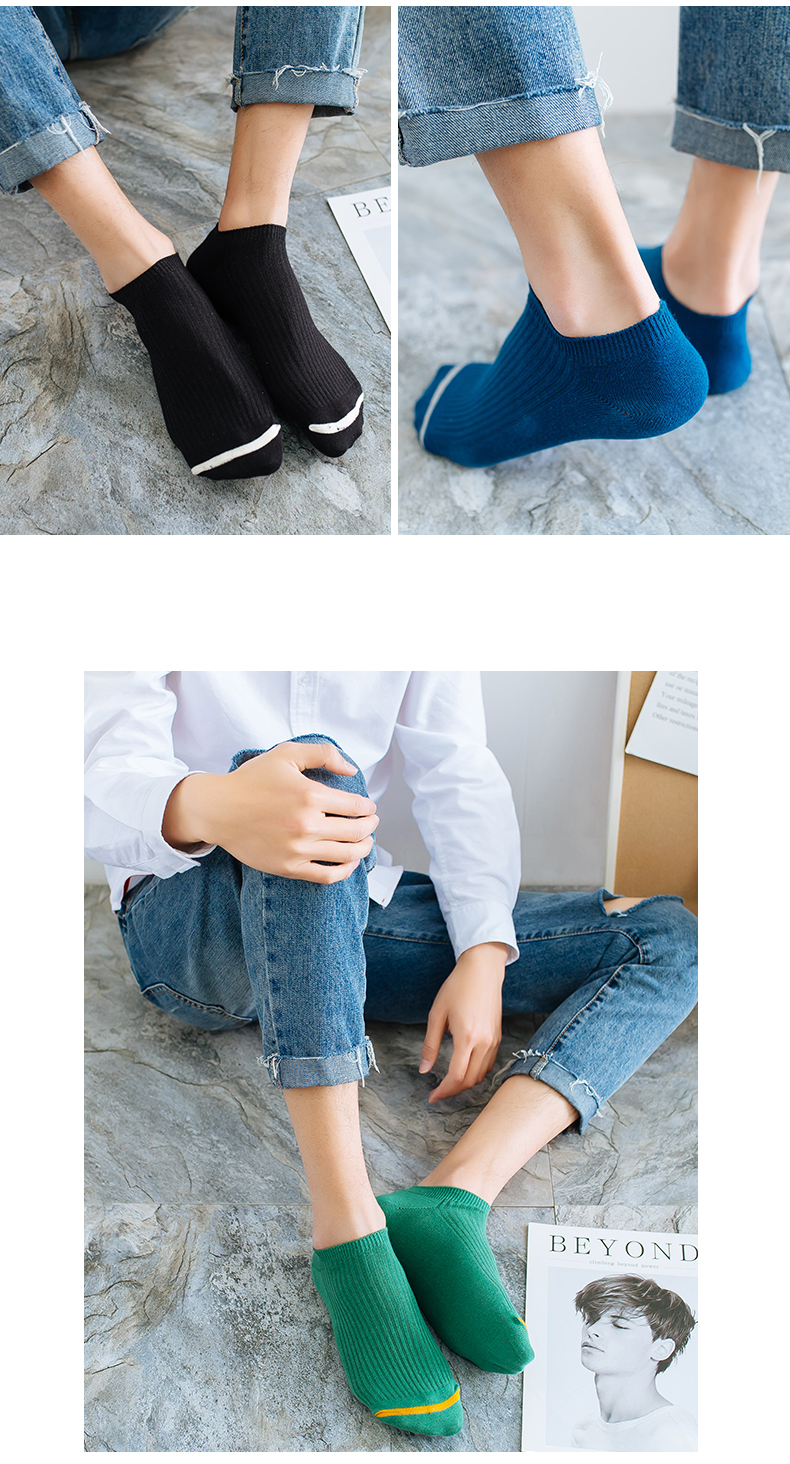 7 đôi vớ nam vớ mùa hè mỏng nam vớ cotton ngắn ống thấp để giúp khử mùi thấm mồ hôi thuyền vớ nam nông miệng vớ off white