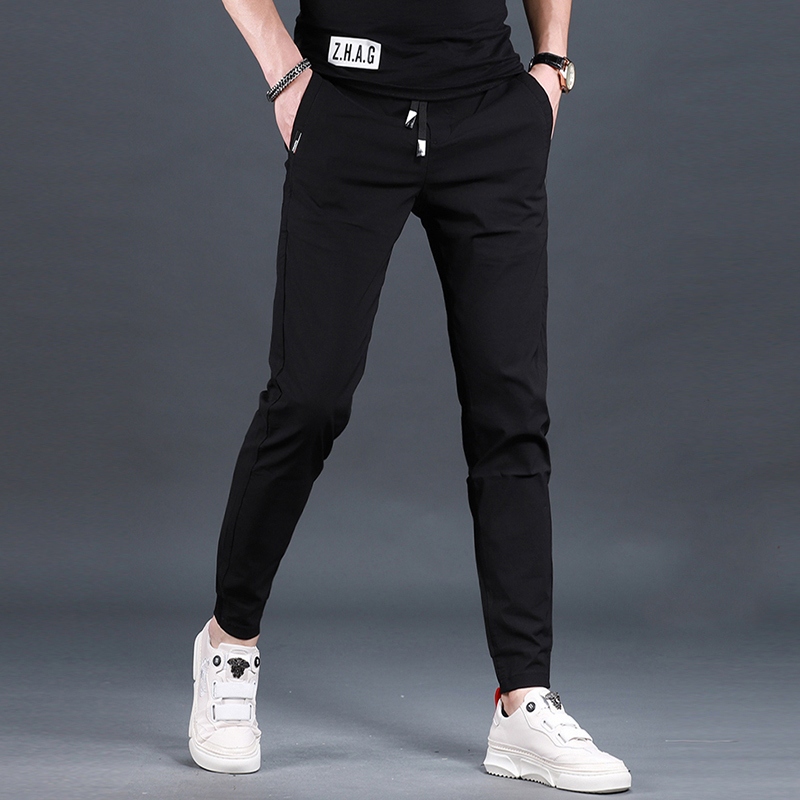 Black Pants for Men, Summer Thin Casual Pants, 2025 New Slim Fit Jogger Drawstring Men's Sports Pants, Sweatpants