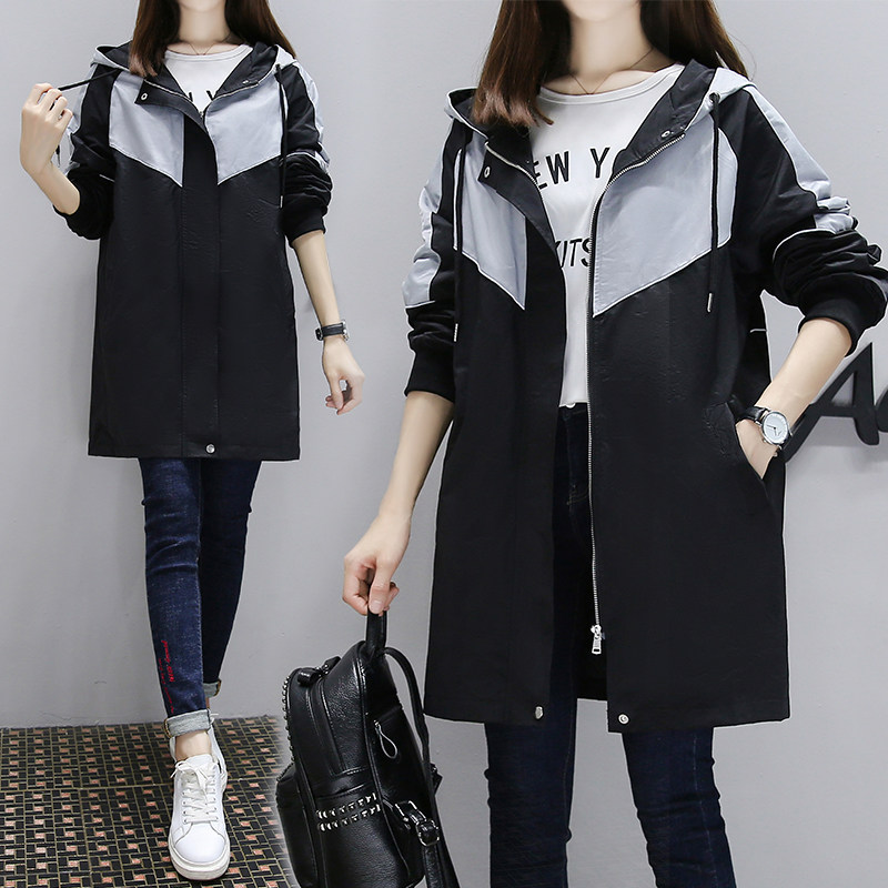 Windbreaker jacket women's mid-length 2020 spring and autumn new Korean version loose large size fat MM 200 catties casual all-match trend