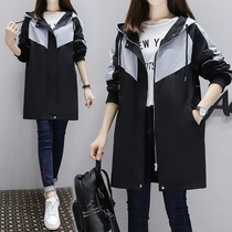 Windbreaker jacket womens mid-length 2020 spring and autumn new Korean version loose large size fat MM 200 catties casual all-match trend