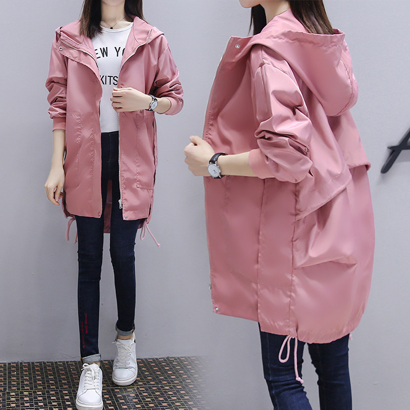 2020 autumn new baseball uniform mid-length windbreaker jacket female chic loose large size top 200 catties fat mm