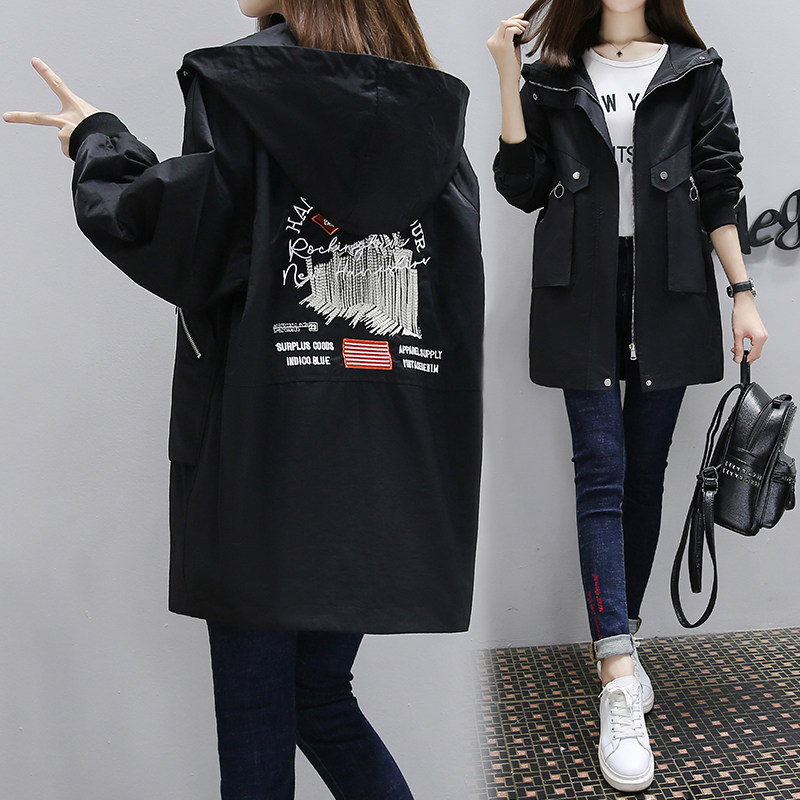 Large size windbreaker jacket women 2020 new autumn clothing Korean version loose mid-length all-match fat MM200 catties baseball uniform