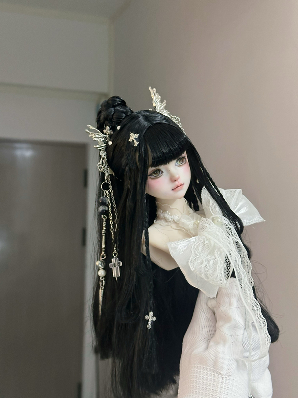Bjd Wig for 1/4 Scale Dolls, Sweet and Cool, Heroic High Ponytail, Metallic Style Hairstyle, Winged Cool Look Bjd Wig for 1/4 Scale Dolls, Sweet and Cool, Heroic High Ponytail, Metallic Style Hairstyle, Winged Cool Look