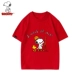 Snoopy quần áo trẻ em gái áo thun ngắn tay cotton phong cách phương Tây trẻ em nửa tay nửa hè mùa hè bé gái áo thun trẻ em - Áo thun