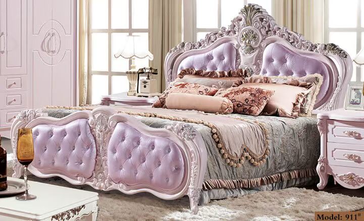 Bộ bàn ghế châu Âu kết hợp đồ nội thất Pháp bộ phòng ngủ bộ 6 giường tủ quần áo tủ quần áo bàn trang điểm nhà nội thất phòng ngủ hiện đại