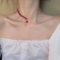 New store offers short small red heart clavicle chain jewelry collar neck strap Simple temperament love necklace Female tide necklace