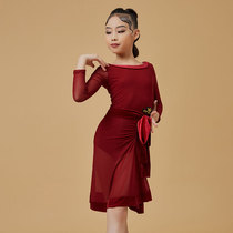 zydance Latin dance clothing girls Childrens practice clothing Net red art test standard long sleeve autumn and winter foreign atmosphere New