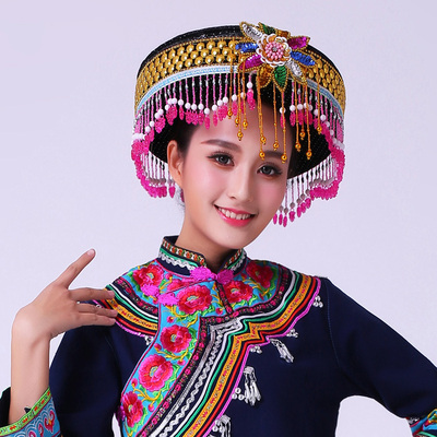 women's Hmong miao chinese folk dance Headdress for Hulusi performance and dance hair accessories